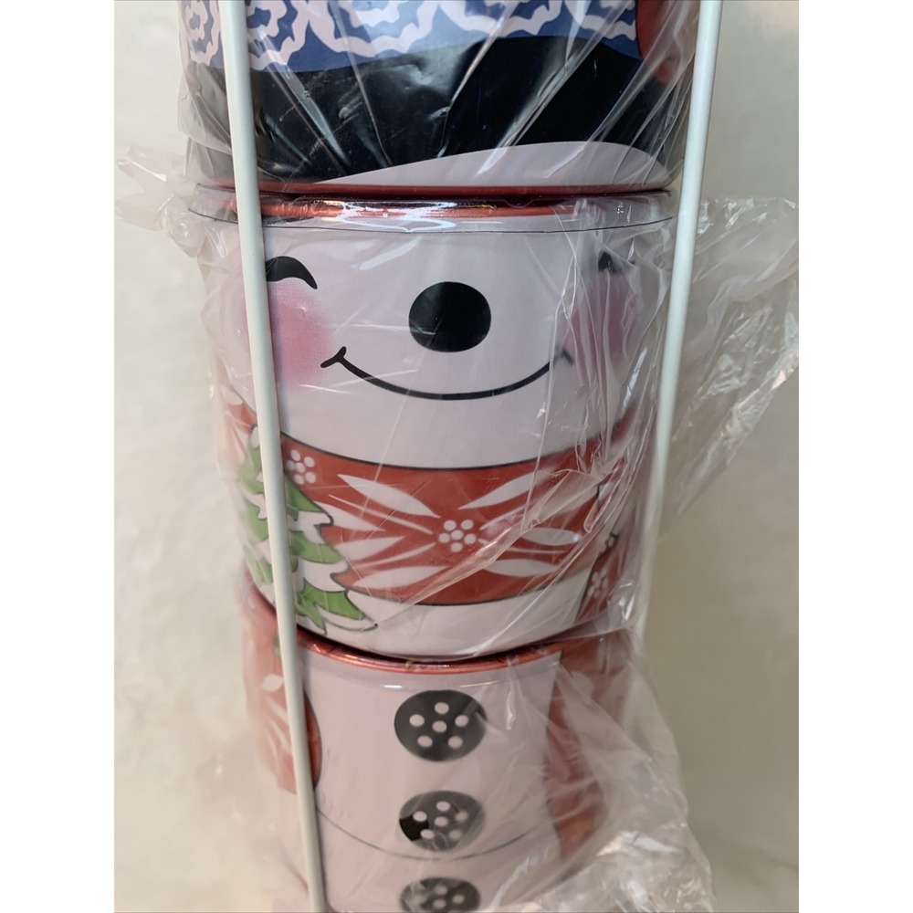 Temp-tations Set of 4 Winter Whimsy Stacking Mugs w/ Wire Stand in Snowman NEW - Picture 3 of 12